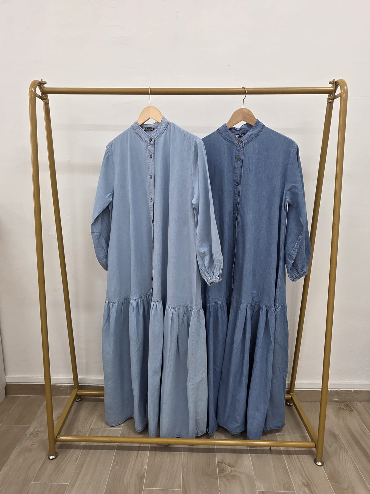 MAYA Soft Denim ruffled dress