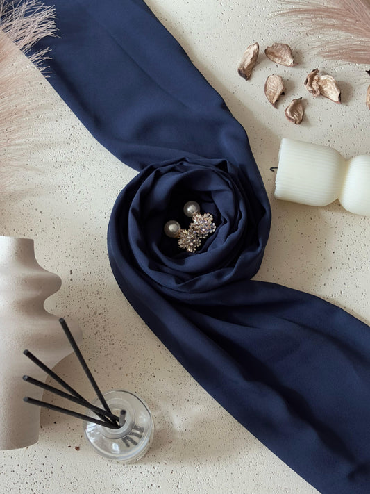 French Navy - Premium Korean Chiffon