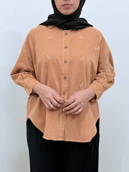 CHACHA RIBBON BLOUSE IN PEACH
