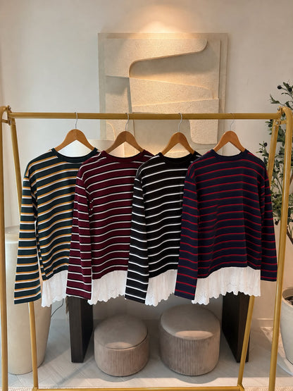 DIYA striped lace top